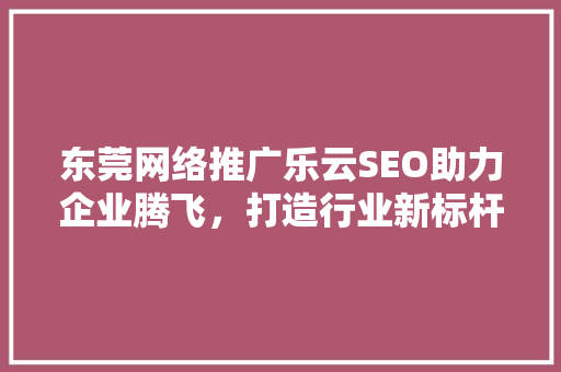 东莞网络推广乐云SEO助力企业腾飞，打造行业新标杆