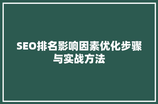 SEO排名影响因素优化步骤与实战方法