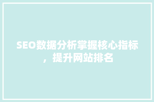 SEO数据分析掌握核心指标，提升网站排名