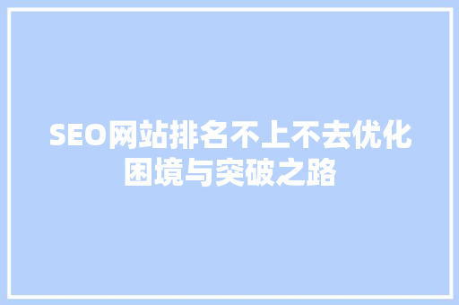 SEO网站排名不上不去优化困境与突破之路