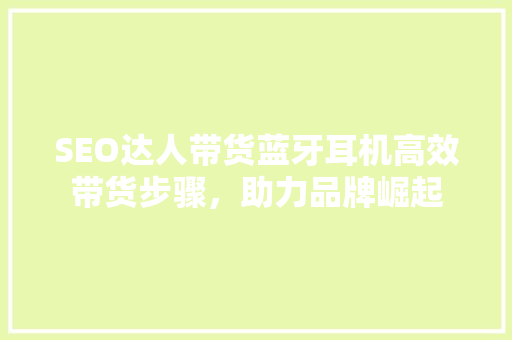 SEO达人带货蓝牙耳机高效带货步骤，助力品牌崛起