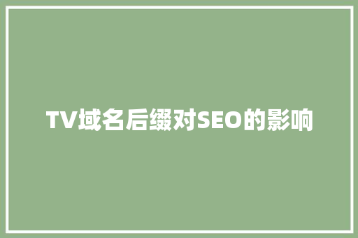 TV域名后缀对SEO的影响