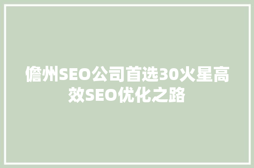 儋州SEO公司首选30火星高效SEO优化之路