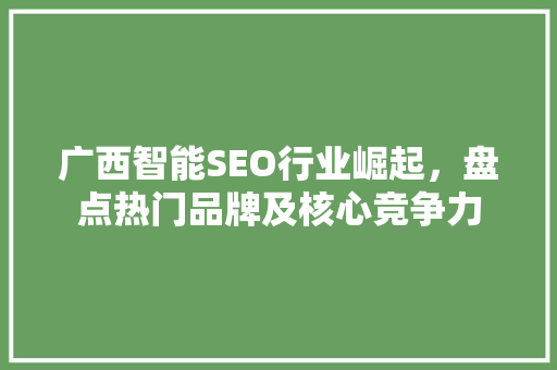 广西智能SEO行业崛起，盘点热门品牌及核心竞争力  第1张