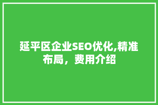 延平区企业SEO优化,精准布局，费用介绍
