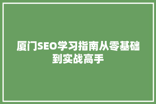 厦门SEO学习指南从零基础到实战高手