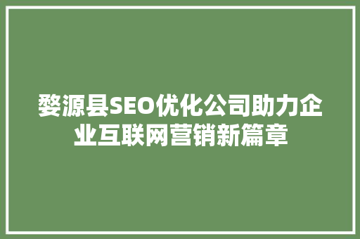 婺源县SEO优化公司助力企业互联网营销新篇章  第1张