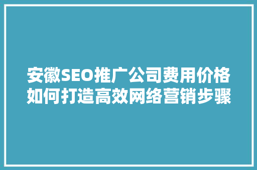 安徽SEO推广公司费用价格如何打造高效网络营销步骤
