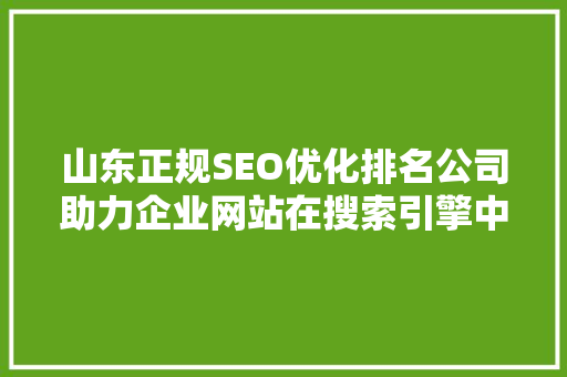 山东正规SEO优化排名公司助力企业网站在搜索引擎中脱颖而出