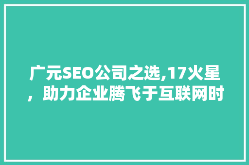 广元SEO公司之选,17火星，助力企业腾飞于互联网时代  第1张