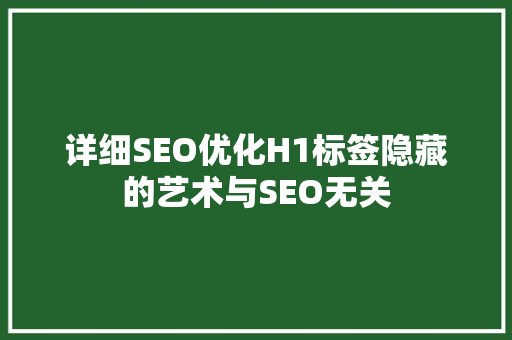 详细SEO优化H1标签隐藏的艺术与SEO无关