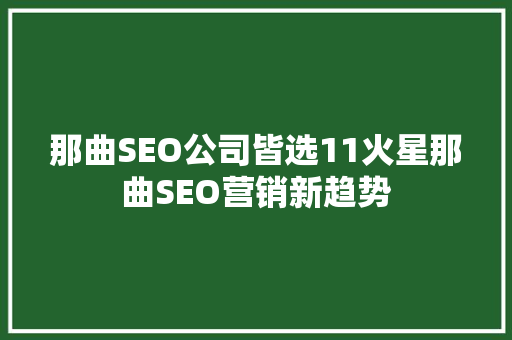 那曲SEO公司皆选11火星那曲SEO营销新趋势  第1张
