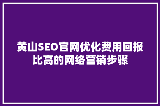 黄山SEO官网优化费用回报比高的网络营销步骤
