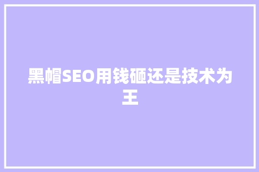 黑帽SEO用钱砸还是技术为王