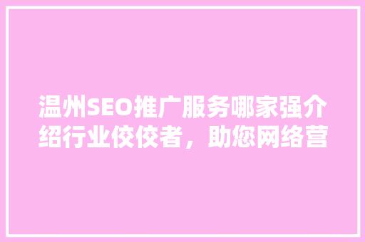 温州SEO推广服务哪家强介绍行业佼佼者，助您网络营销一臂之力
