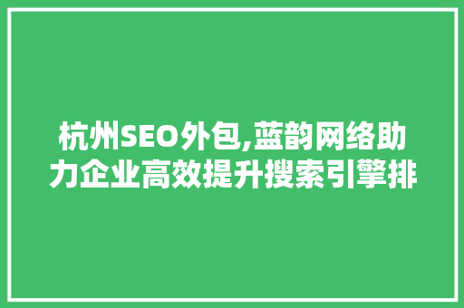 杭州SEO外包,蓝韵网络助力企业高效提升搜索引擎排名