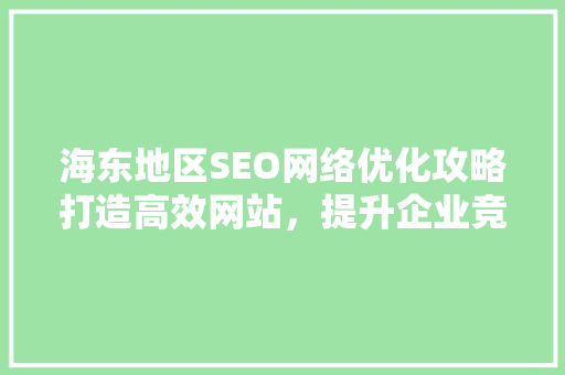 海东地区SEO网络优化攻略打造高效网站，提升企业竞争力