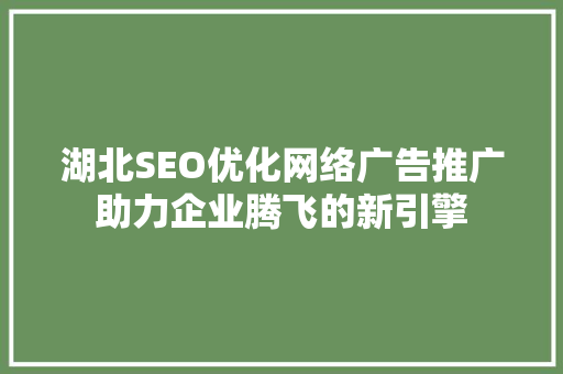 湖北SEO优化网络广告推广助力企业腾飞的新引擎