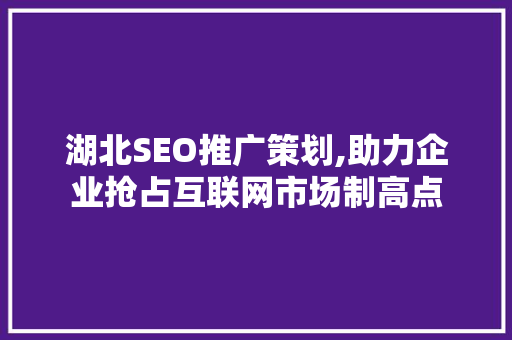 湖北SEO推广策划,助力企业抢占互联网市场制高点  第1张