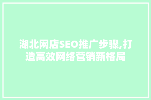 湖北网店SEO推广步骤,打造高效网络营销新格局  第1张