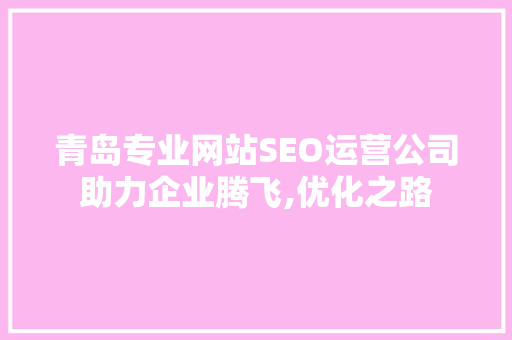青岛专业网站SEO运营公司助力企业腾飞,优化之路