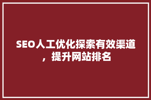 SEO人工优化探索有效渠道，提升网站排名
