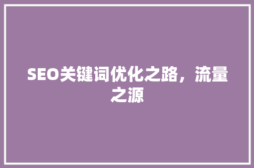 SEO关键词优化之路，流量之源