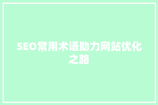 SEO常用术语助力网站优化之路