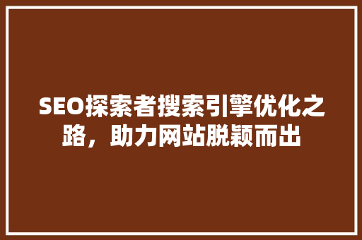 SEO探索者搜索引擎优化之路，助力网站脱颖而出  第1张