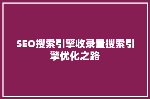 SEO搜索引擎收录量搜索引擎优化之路