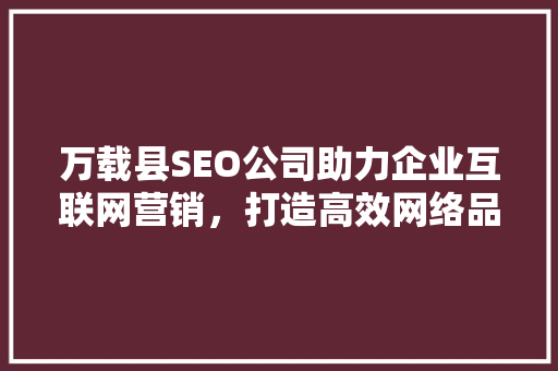 万载县SEO公司助力企业互联网营销，打造高效网络品牌形象