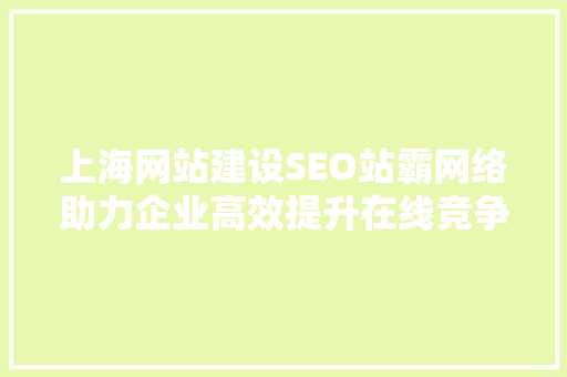 上海网站建设SEO站霸网络助力企业高效提升在线竞争力