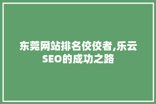 东莞网站排名佼佼者,乐云SEO的成功之路