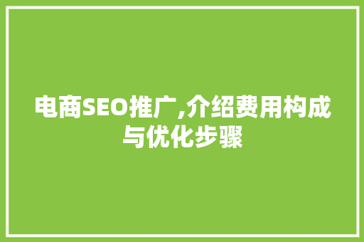 电商SEO推广,介绍费用构成与优化步骤