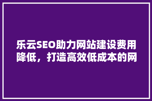 乐云SEO助力网站建设费用降低，打造高效低成本的网络营销步骤