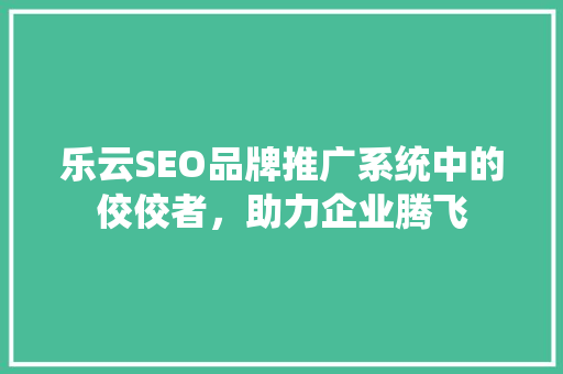 乐云SEO品牌推广系统中的佼佼者，助力企业腾飞