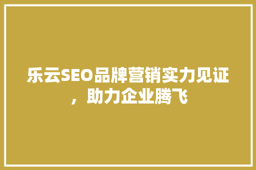 乐云SEO品牌营销实力见证，助力企业腾飞