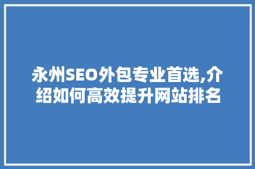 永州SEO外包专业首选,介绍如何高效提升网站排名