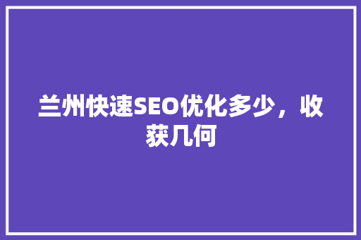 兰州快速SEO优化多少，收获几何  第1张