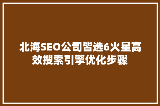 北海SEO公司皆选6火星高效搜索引擎优化步骤  第1张