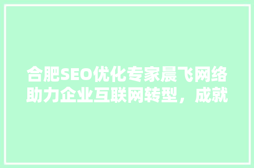 合肥SEO优化专家晨飞网络助力企业互联网转型，成就品牌辉煌