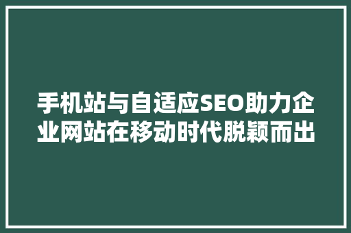 手机站与自适应SEO助力企业网站在移动时代脱颖而出