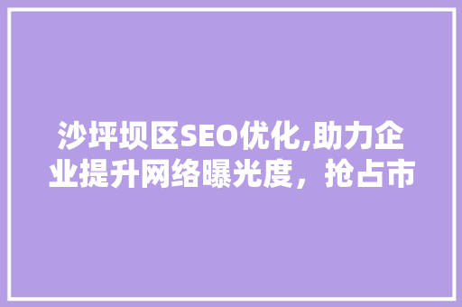 沙坪坝区SEO优化,助力企业提升网络曝光度，抢占市场先机  第1张