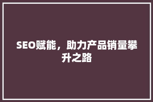 SEO赋能，助力产品销量攀升之路
