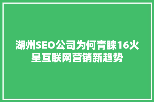 湖州SEO公司为何青睐16火星互联网营销新趋势