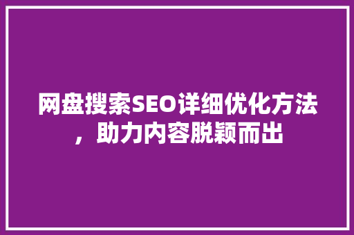 网盘搜索SEO详细优化方法，助力内容脱颖而出