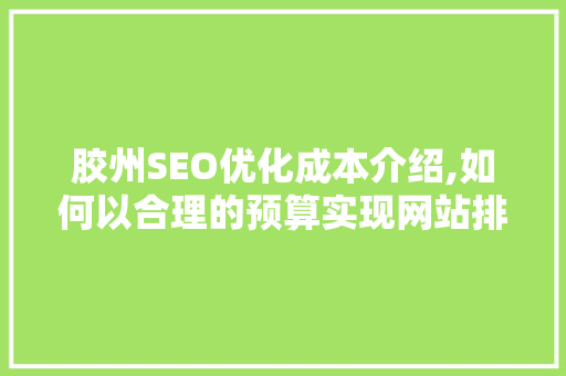 胶州SEO优化成本介绍,如何以合理的预算实现网站排名提升  第1张