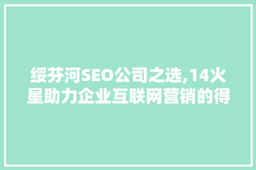 绥芬河SEO公司之选,14火星助力企业互联网营销的得力助手