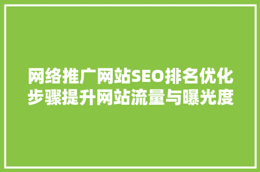 网络推广网站SEO排名优化步骤提升网站流量与曝光度的方法