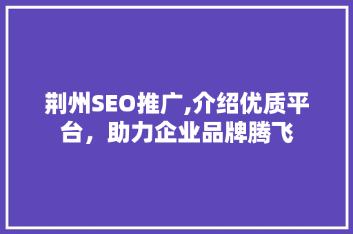 荆州SEO推广,介绍优质平台，助力企业品牌腾飞  第1张